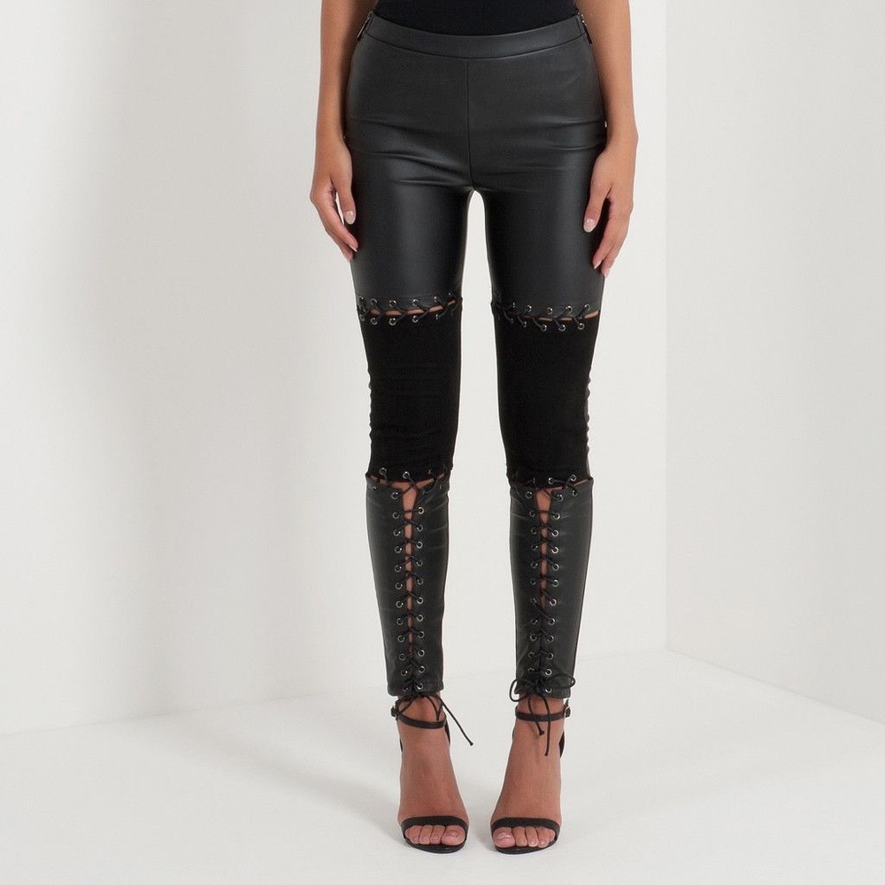 SOLD • Maniere de voir lace up leather pants